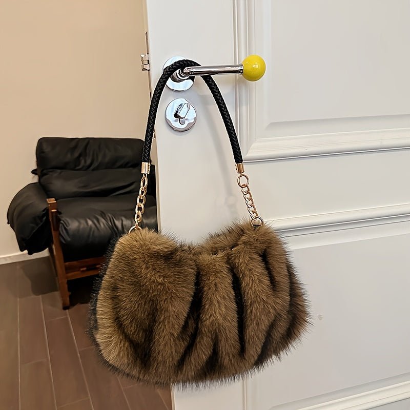 Velvet Shoulder Tote Bag with Zip Closure – image 9