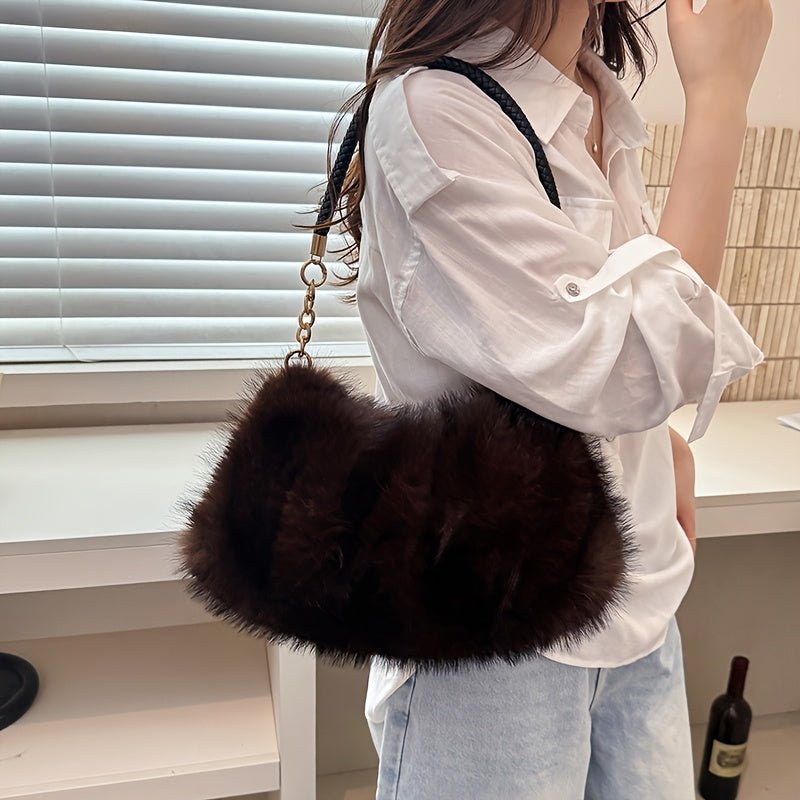 Velvet Shoulder Tote Bag with Zip Closure – image 12