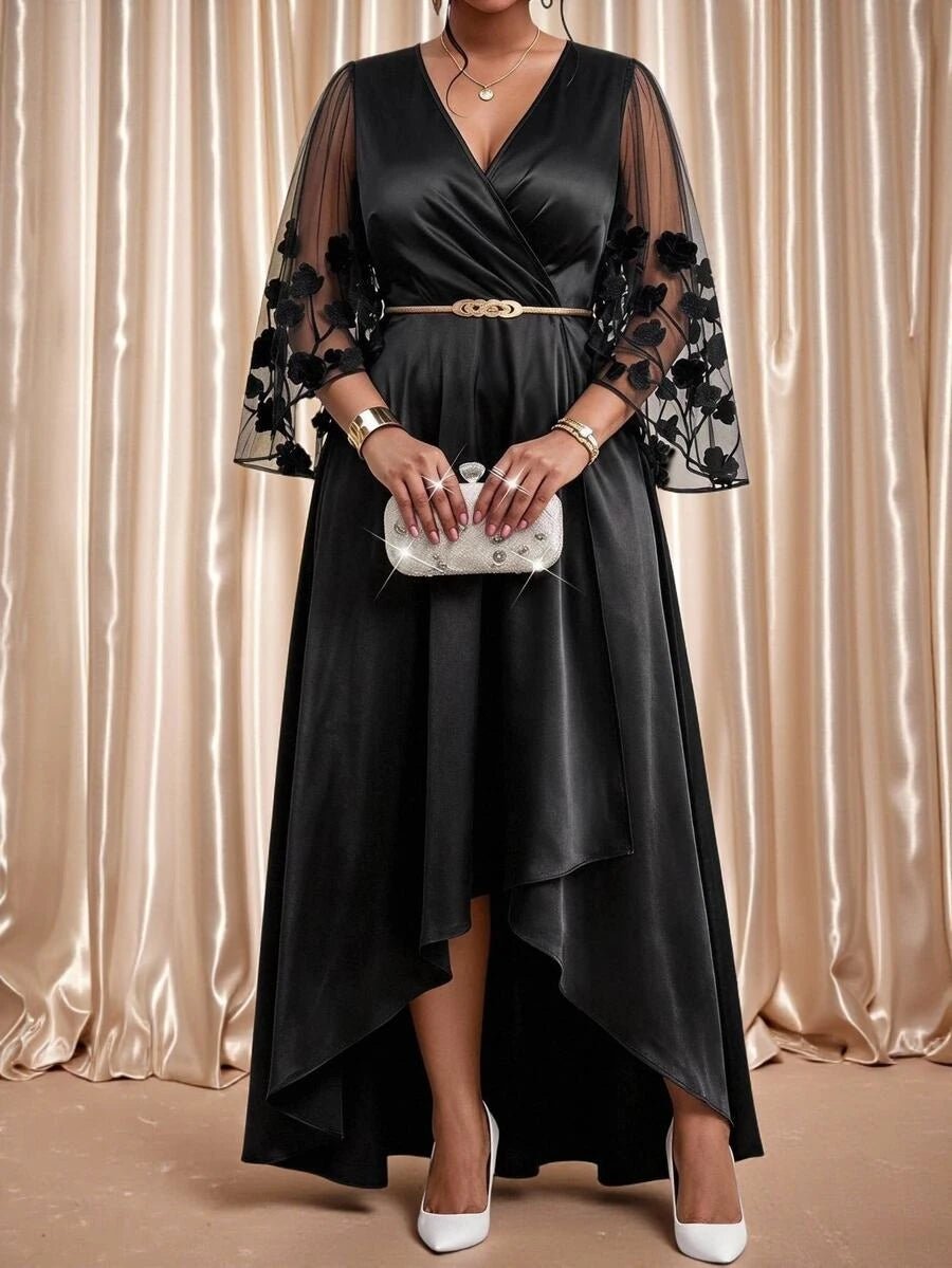 Plus Size V-Neck Bishop Sleeve Midi Dress – image 19