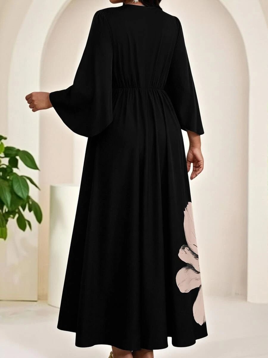 Plus Size V-Neck Bishop Sleeve Midi Dress – image 42