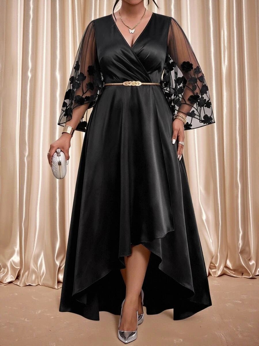 Plus Size V-Neck Bishop Sleeve Midi Dress – image 20
