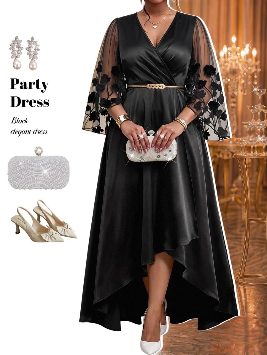 Plus Size V-Neck Bishop Sleeve Midi Dress – image 22