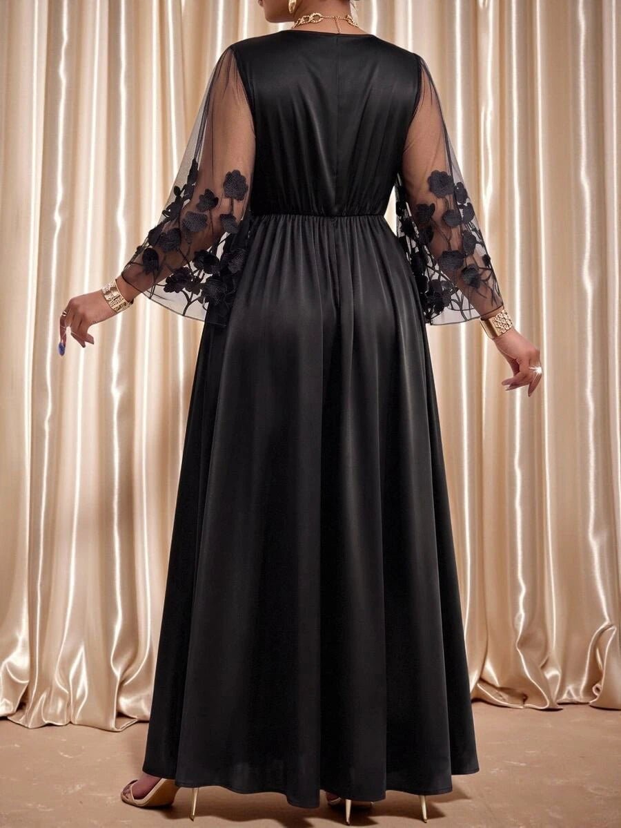 Plus Size V-Neck Bishop Sleeve Midi Dress – image 17