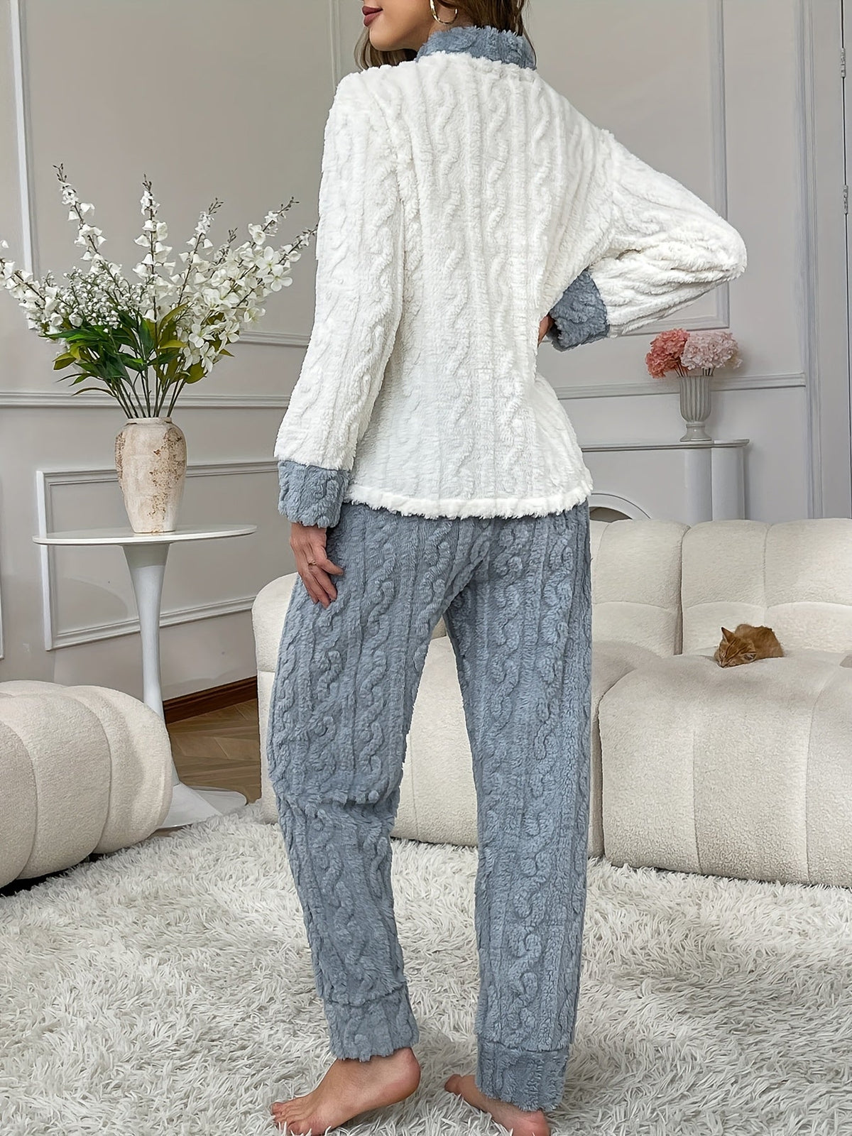 Plus Size Bear Pocket Cardigan Pyjama Set – image 7