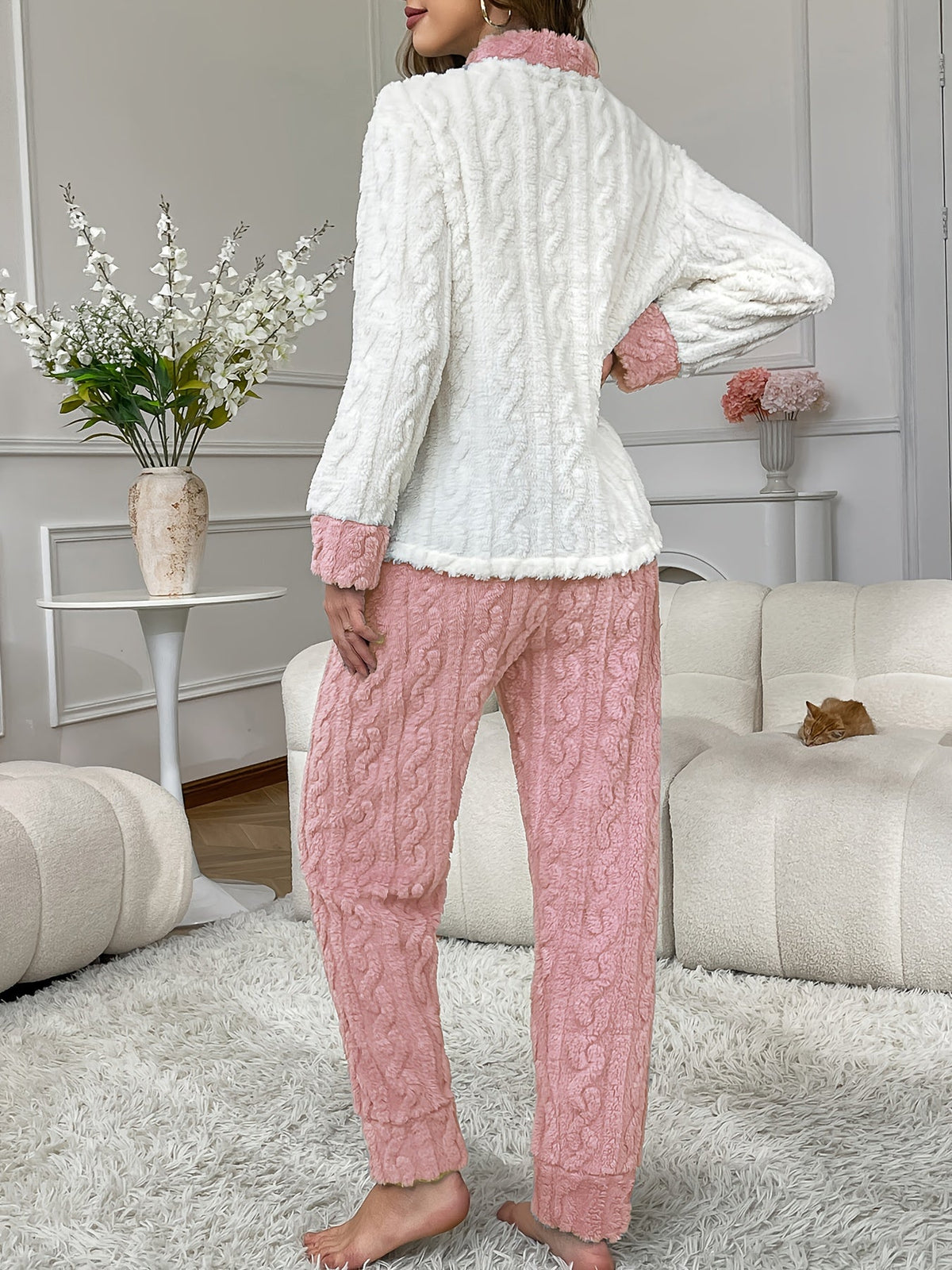 Plus Size Bear Pocket Cardigan Pyjama Set – image 12