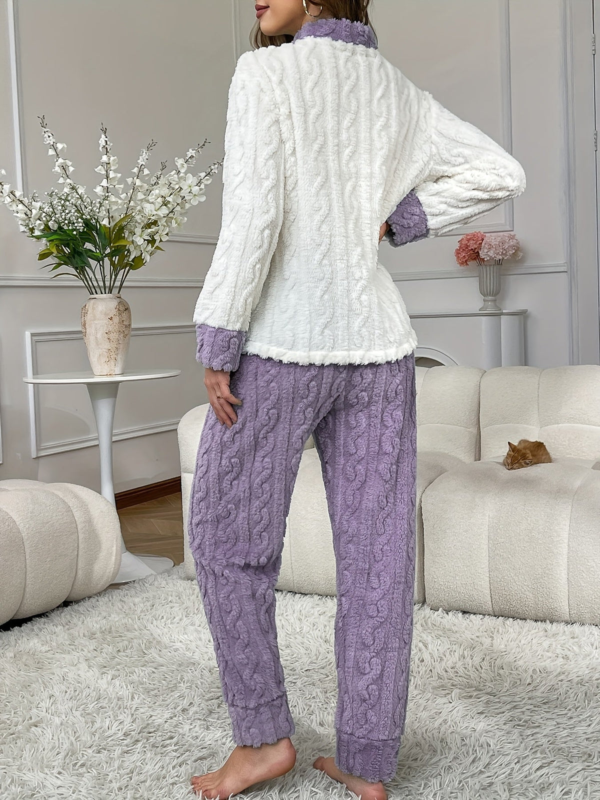 Plus Size Bear Pocket Cardigan Pyjama Set – image 18