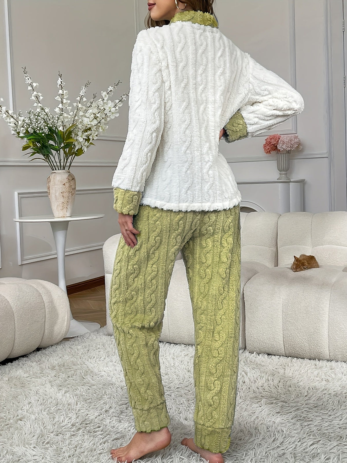 Plus Size Bear Pocket Cardigan Pyjama Set – image 4