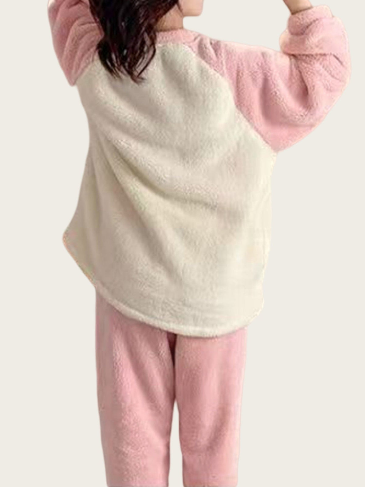 Plus Size Cartoon Print Fleece Pyjama Set – image 2
