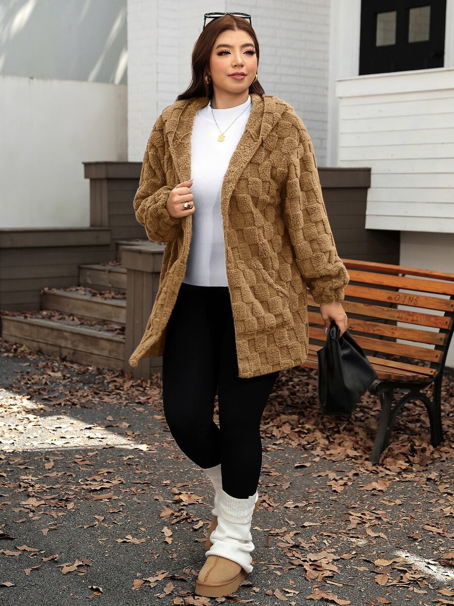 Plus Size Hooded Zip-Up Teddy Jacket – image 86