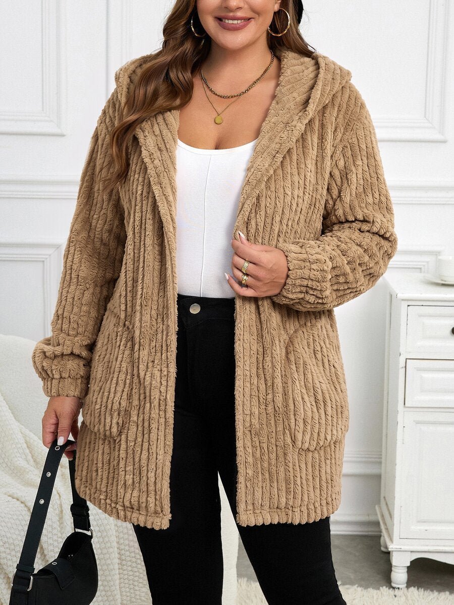 Plus Size Hooded Zip-Up Teddy Jacket – image 77
