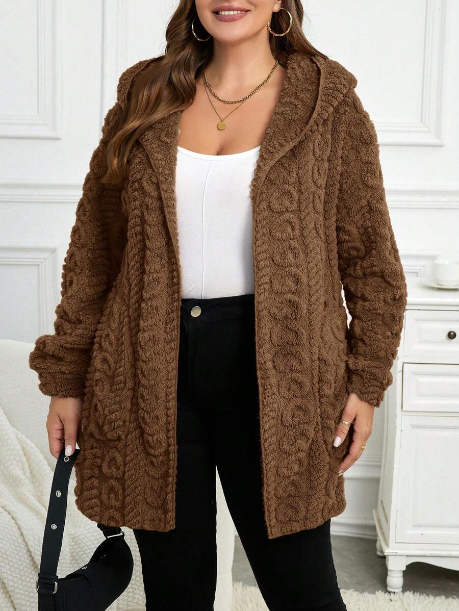 Plus Size Hooded Zip-Up Teddy Jacket – image 7