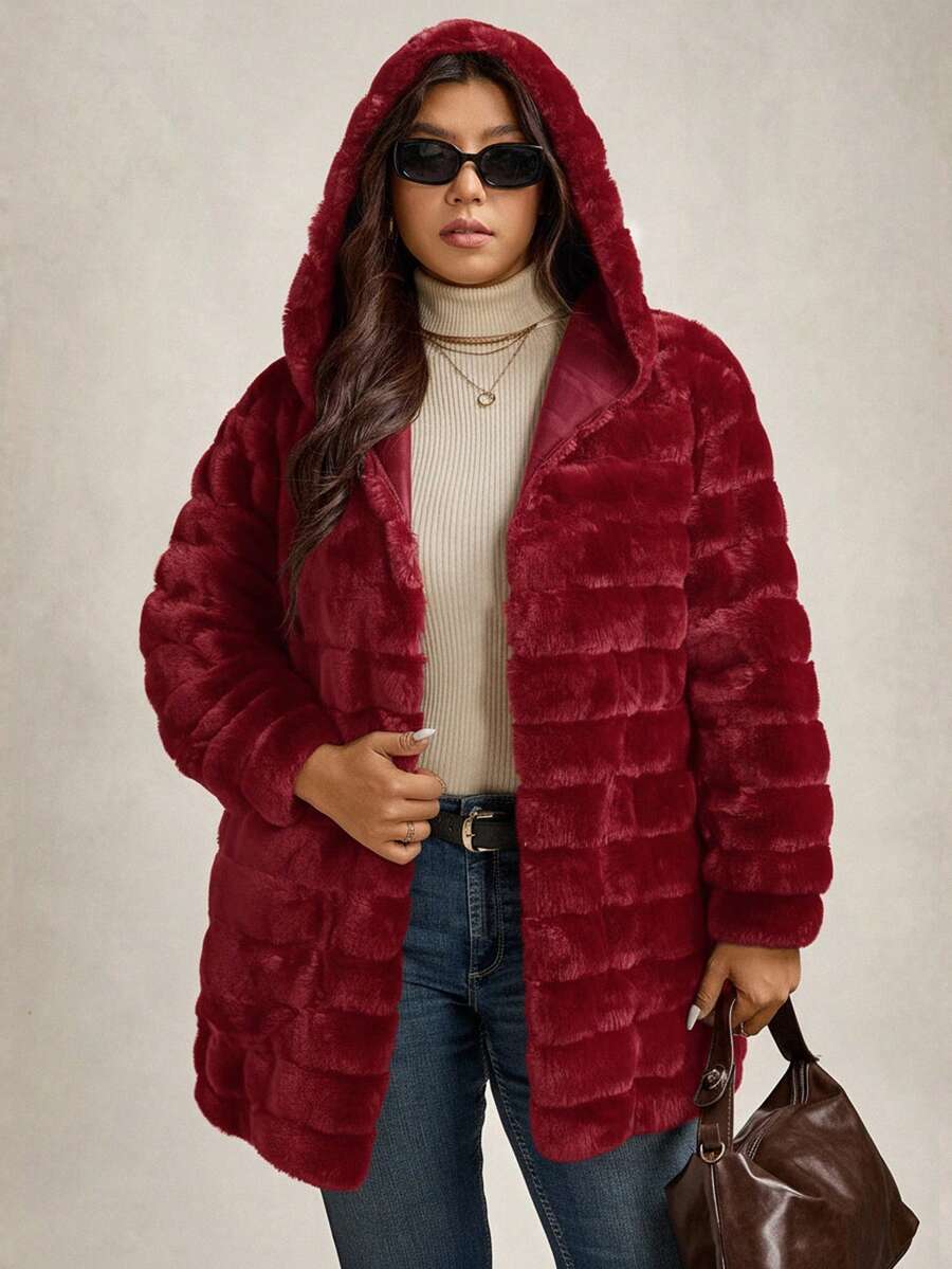 Plus Size Hooded Zip-Up Teddy Jacket – image 113