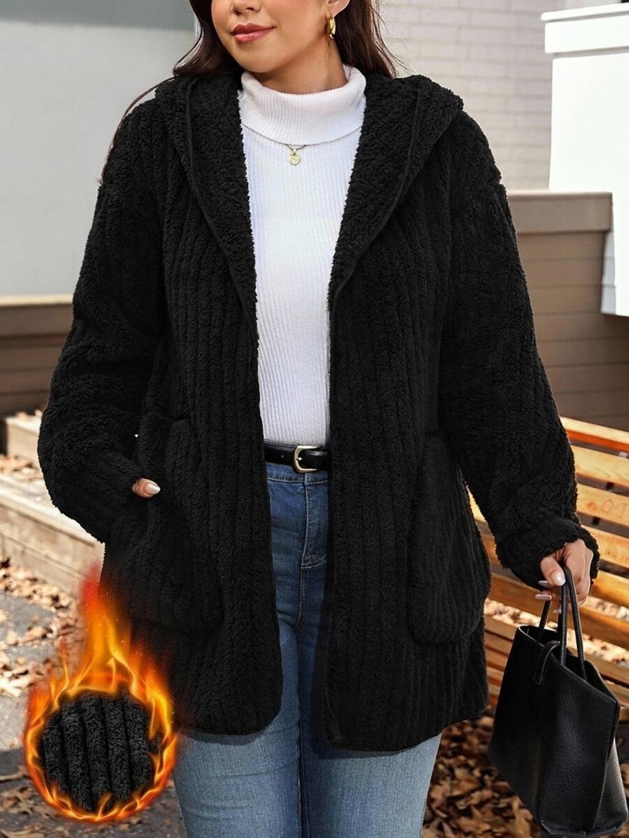 Plus Size Hooded Zip-Up Teddy Jacket – image 65
