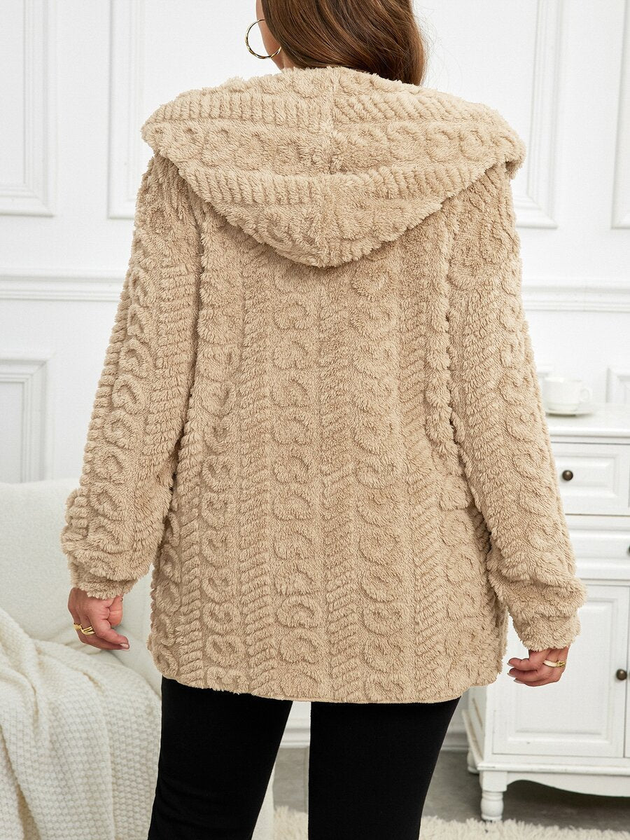 Plus Size Hooded Zip-Up Teddy Jacket – image 9