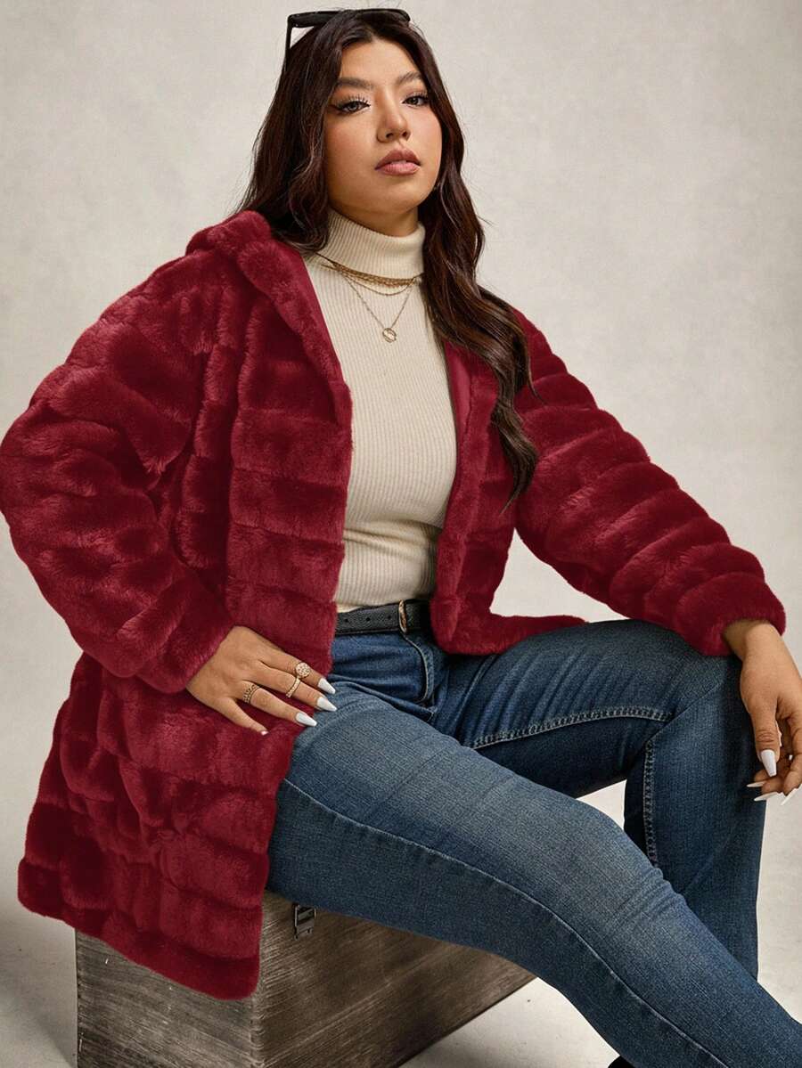 Plus Size Hooded Zip-Up Teddy Jacket – image 112