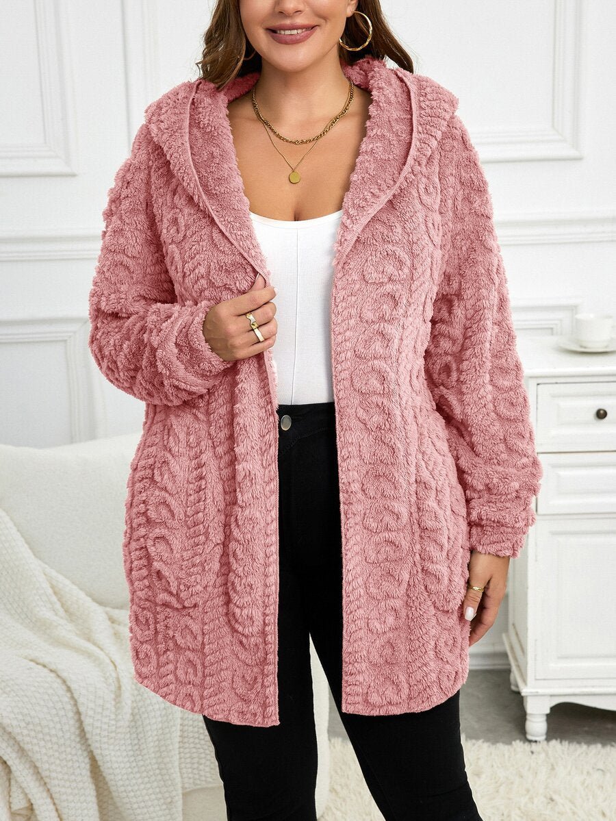 Plus Size Hooded Zip-Up Teddy Jacket – image 125