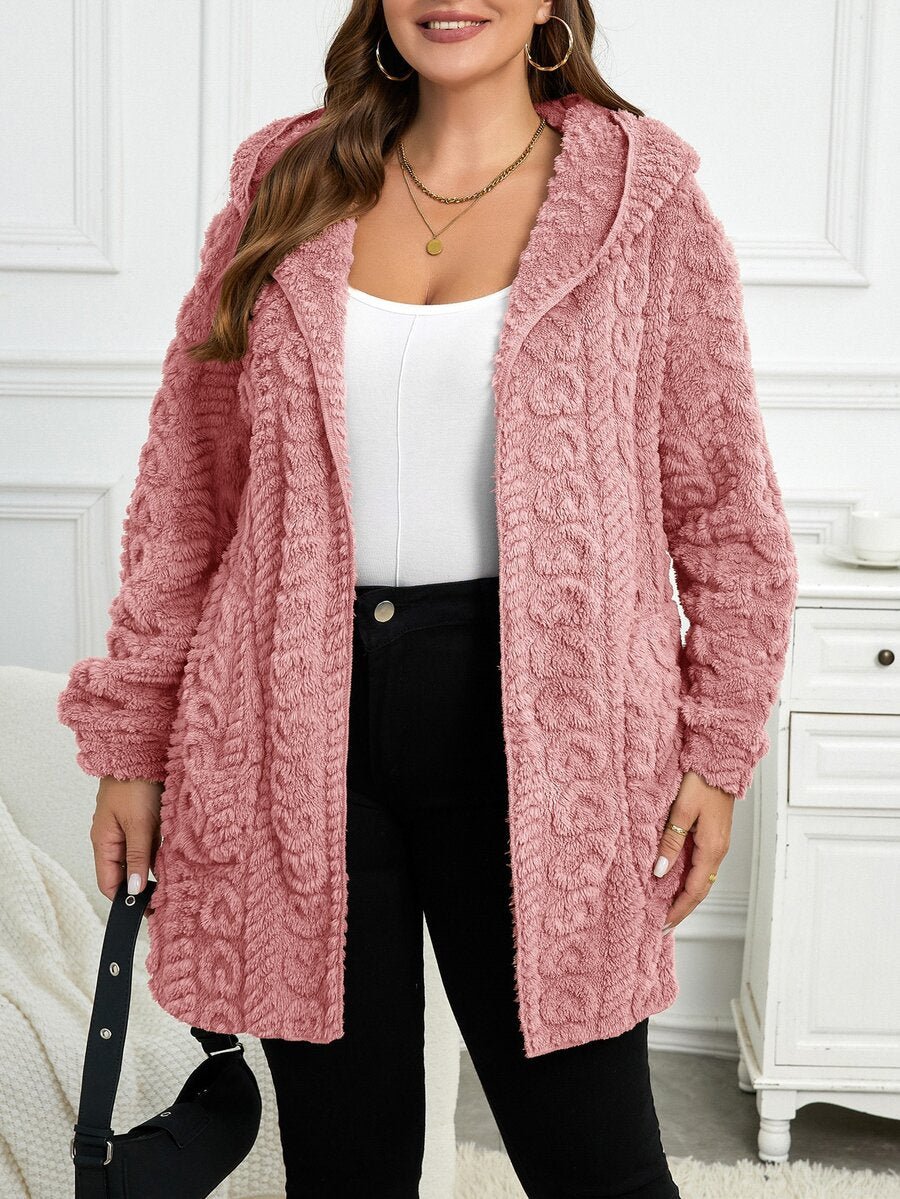 Plus Size Hooded Zip-Up Teddy Jacket – image 131