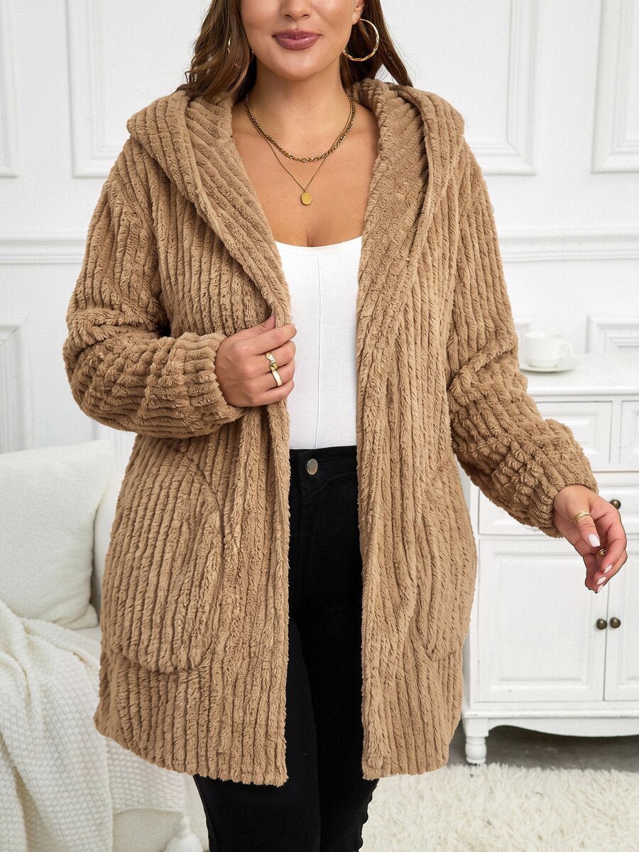 Plus Size Hooded Zip-Up Teddy Jacket – image 78