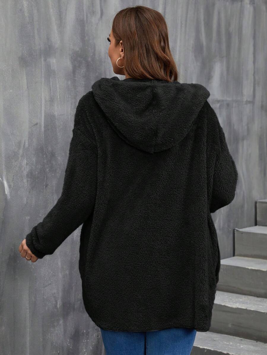 Plus Size Hooded Zip-Up Teddy Jacket – image 59