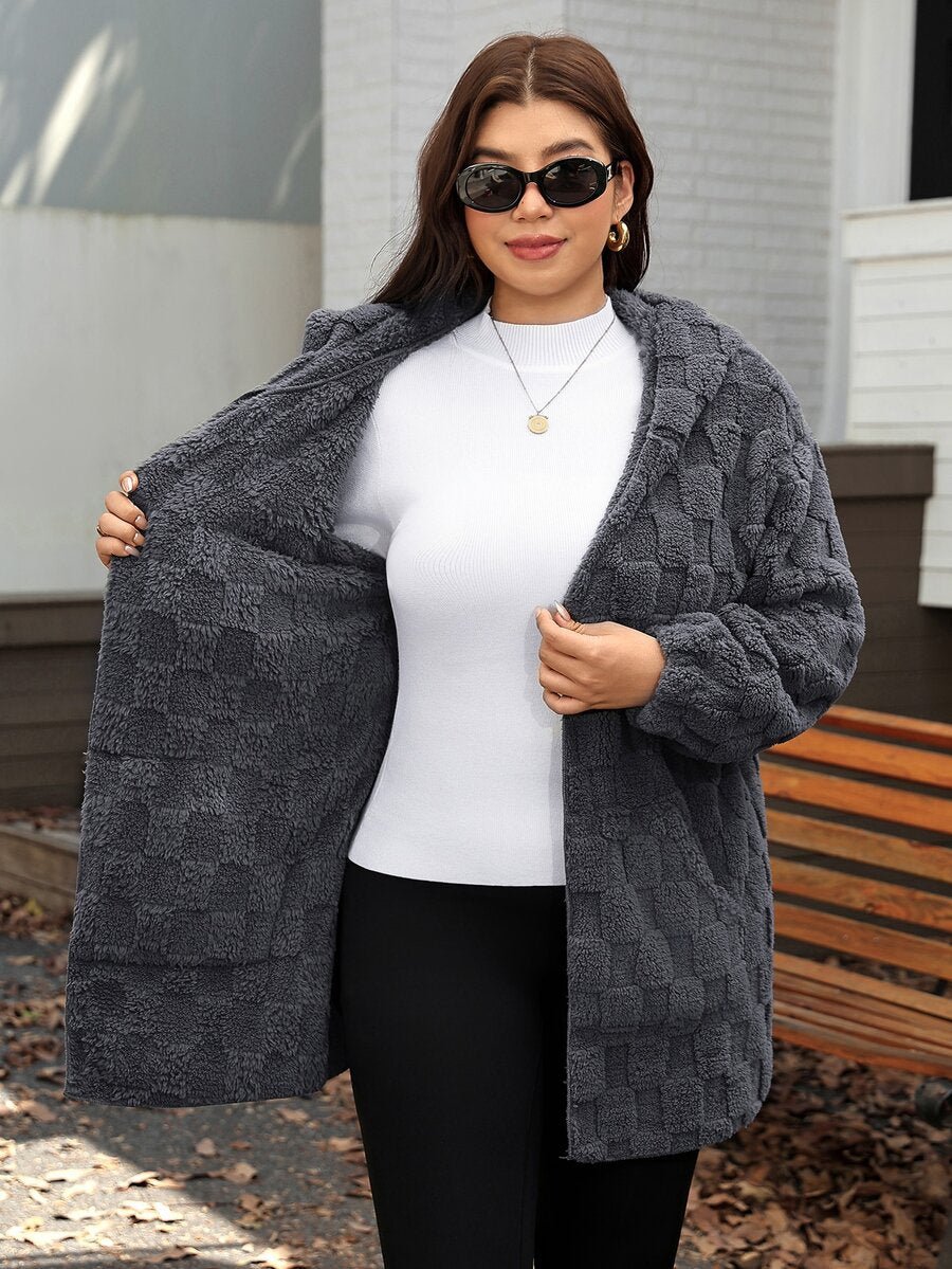 Plus Size Hooded Zip-Up Teddy Jacket – image 124