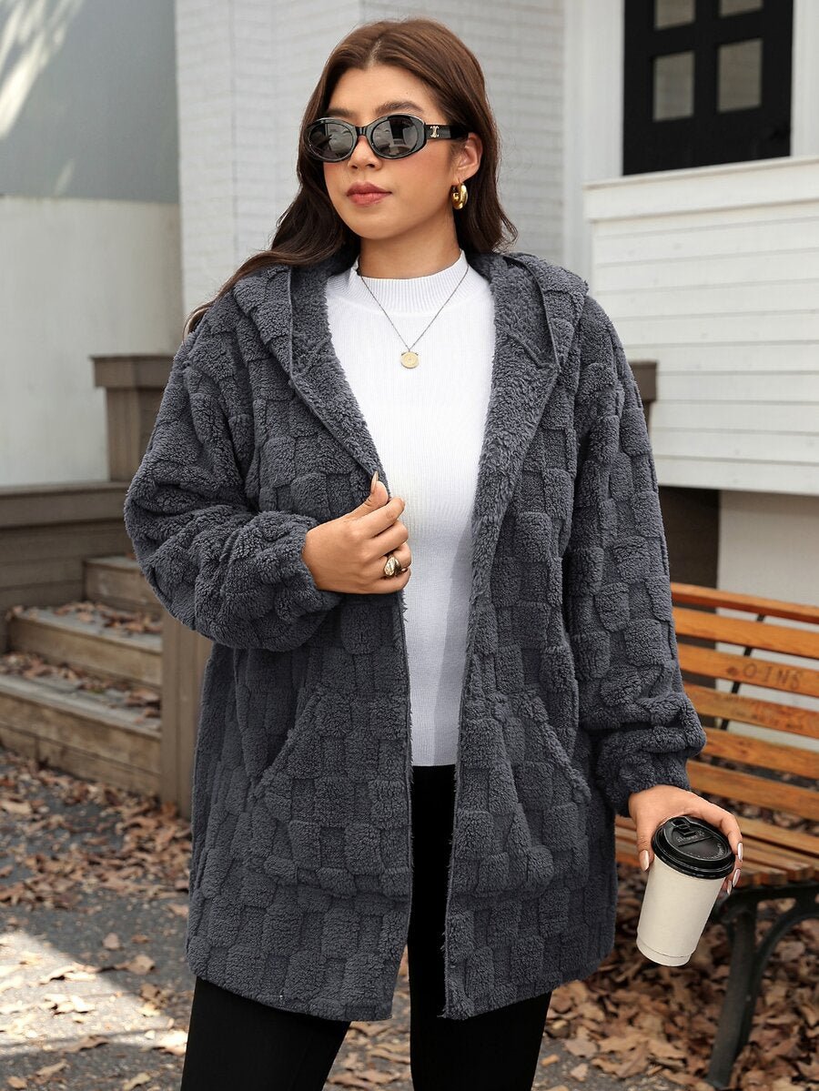 Plus Size Hooded Zip-Up Teddy Jacket – image 119