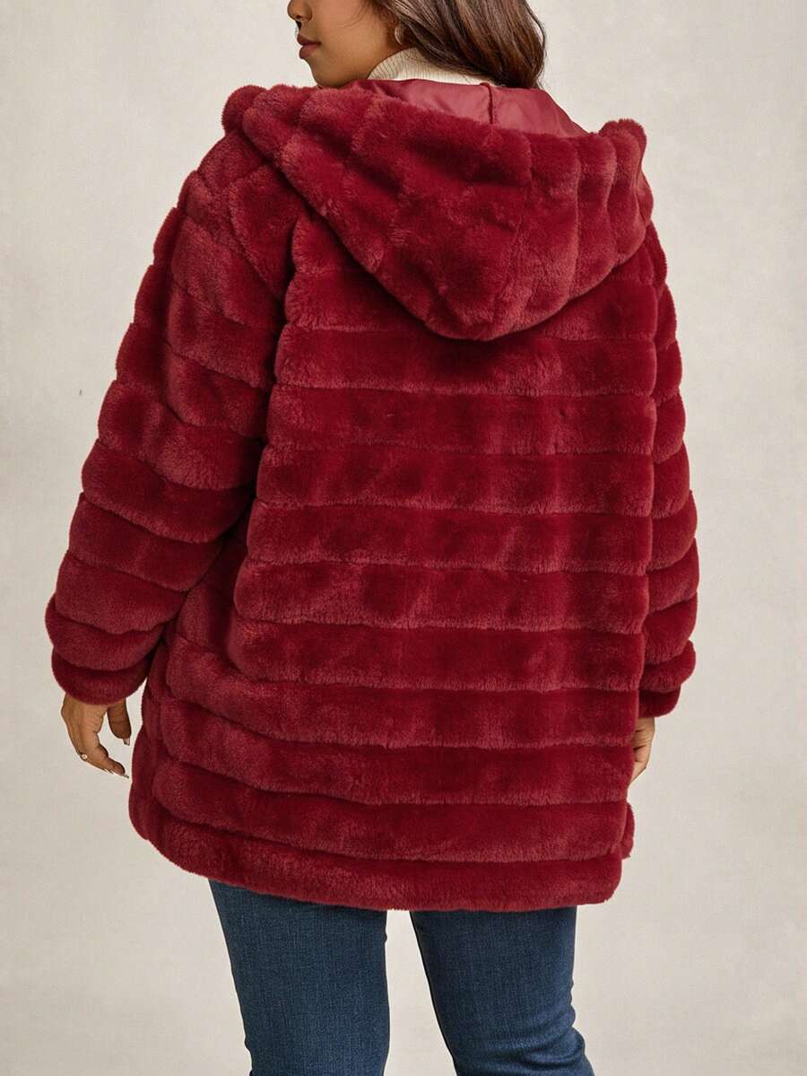 Plus Size Hooded Zip-Up Teddy Jacket – image 108