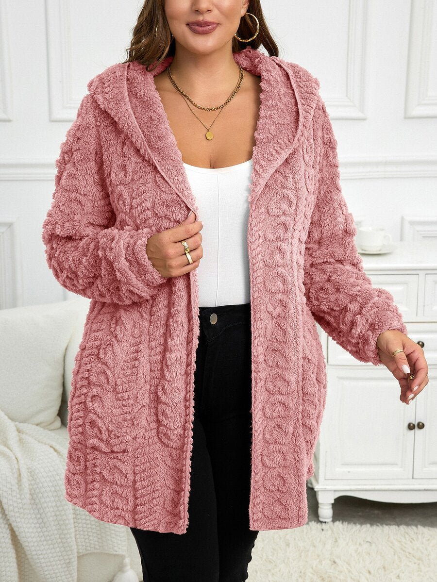 Plus Size Hooded Zip-Up Teddy Jacket – image 127