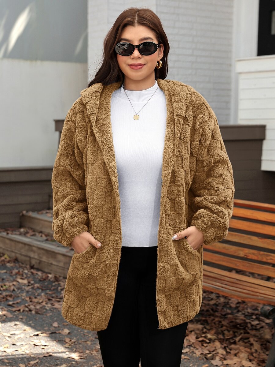 Plus Size Hooded Zip-Up Teddy Jacket – image 85