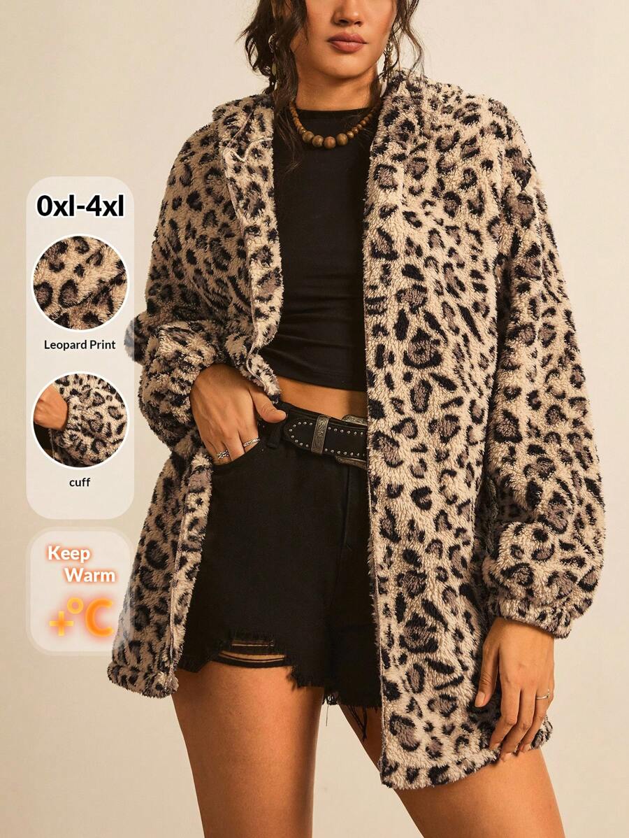 Plus Size Hooded Zip-Up Teddy Jacket – image 99