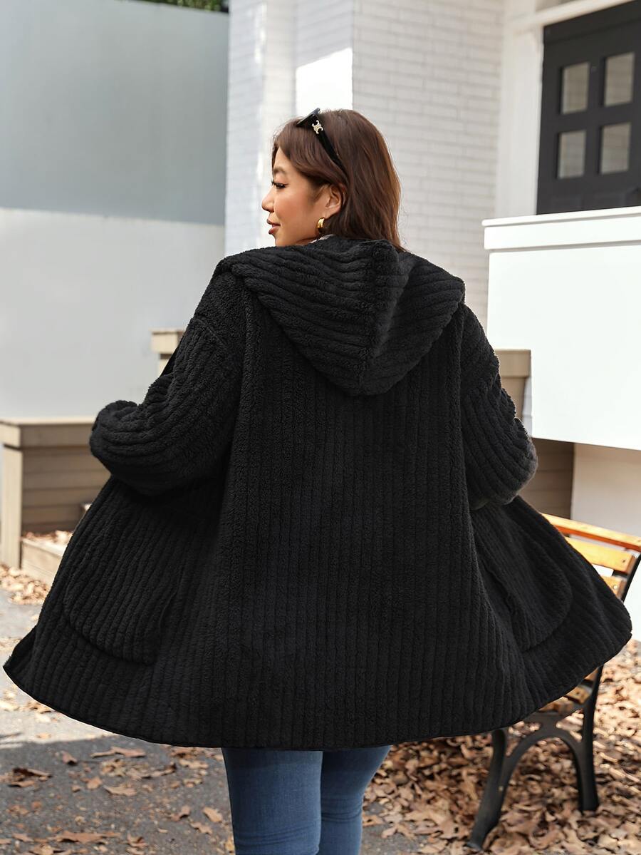 Plus Size Hooded Zip-Up Teddy Jacket – image 66