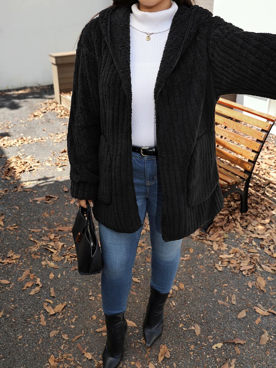 Plus Size Hooded Zip-Up Teddy Jacket – image 68