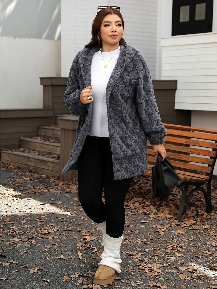 Plus Size Hooded Zip-Up Teddy Jacket – image 122