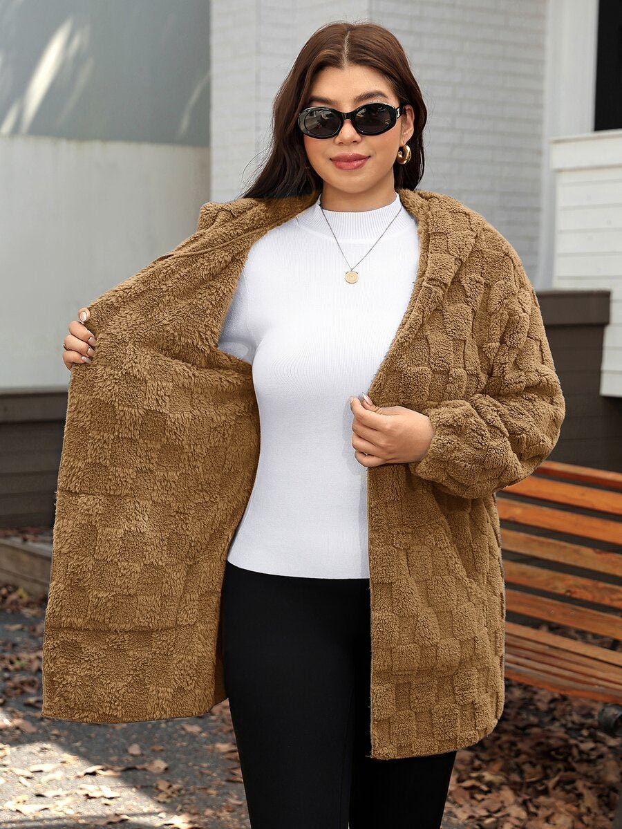 Plus Size Hooded Zip-Up Teddy Jacket – image 88