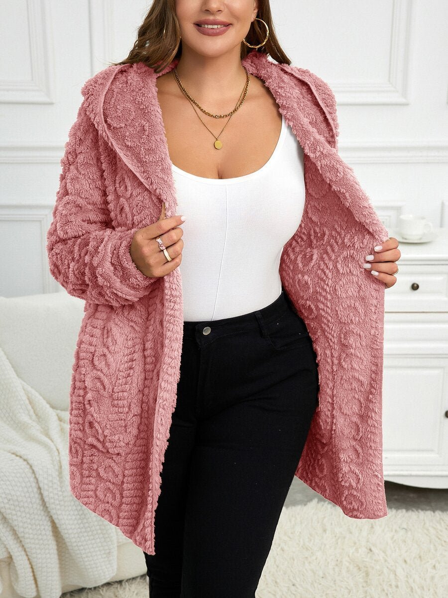 Plus Size Hooded Zip-Up Teddy Jacket – image 129