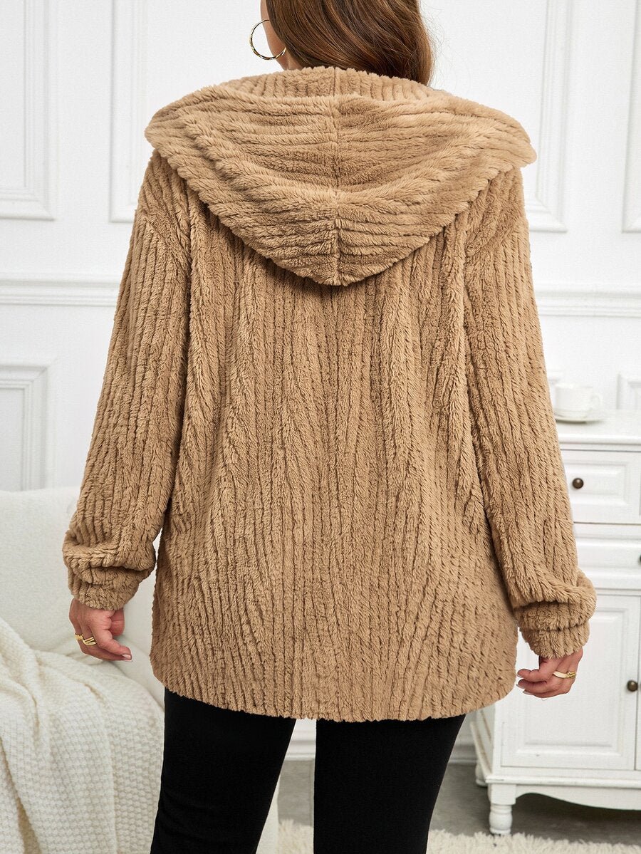 Plus Size Hooded Zip-Up Teddy Jacket – image 74