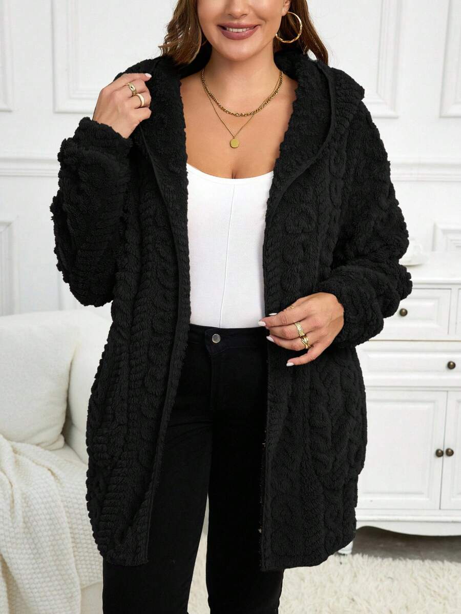 Plus Size Hooded Zip-Up Teddy Jacket – image 54