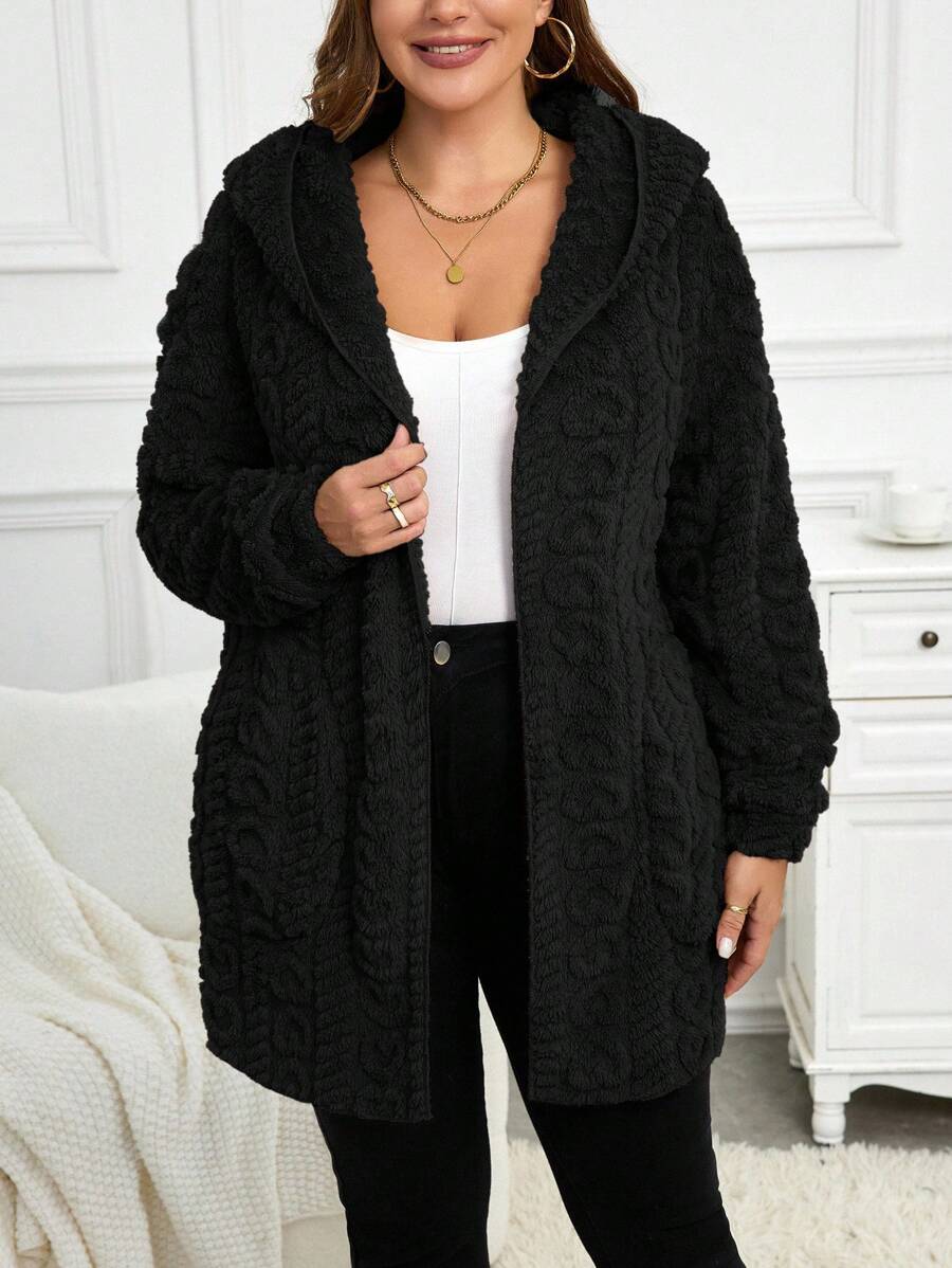 Plus Size Hooded Zip-Up Teddy Jacket – image 51