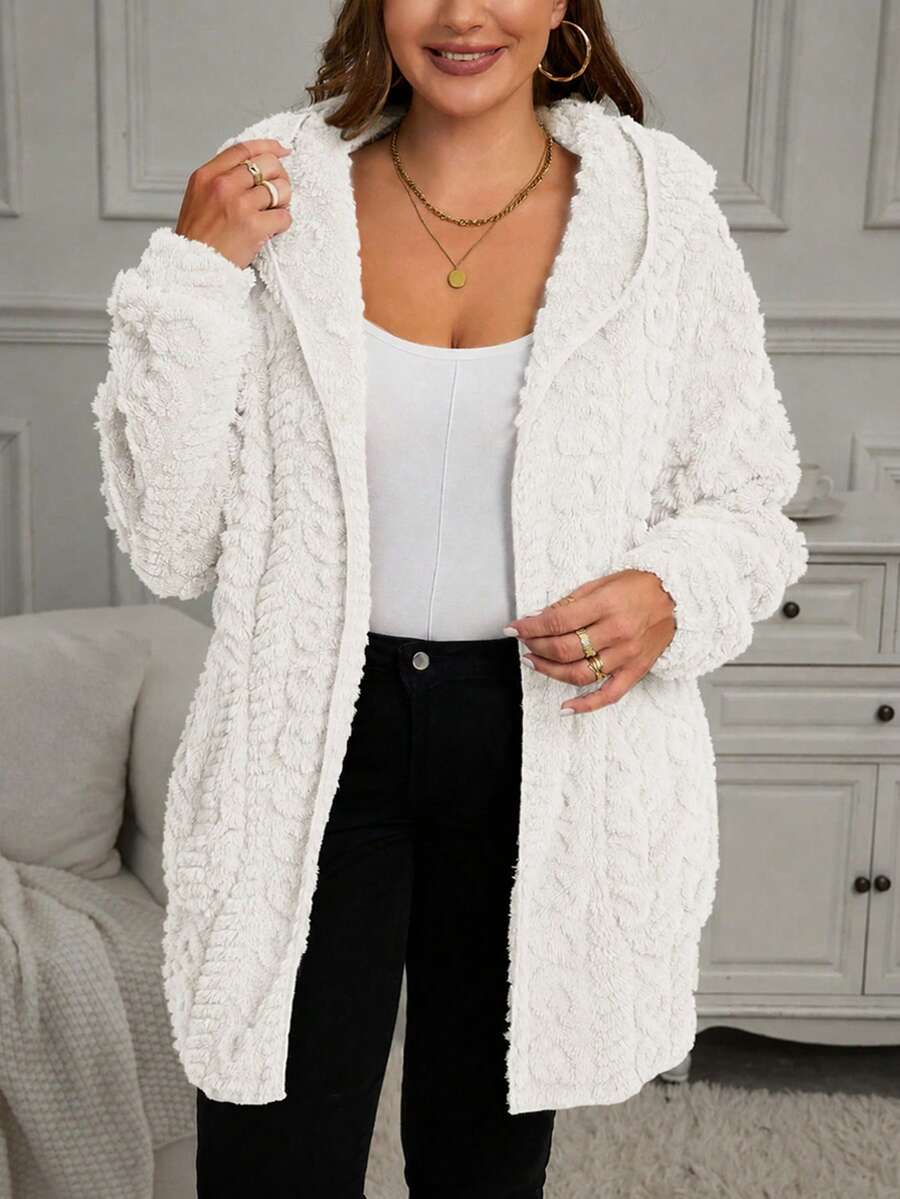 Plus Size Hooded Zip-Up Teddy Jacket – image 48