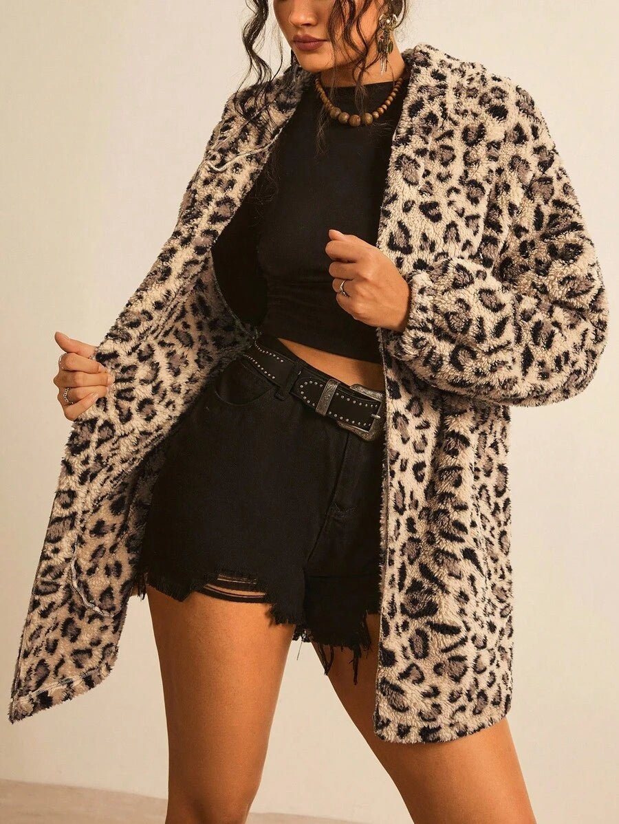 Plus Size Hooded Zip-Up Teddy Jacket – image 106