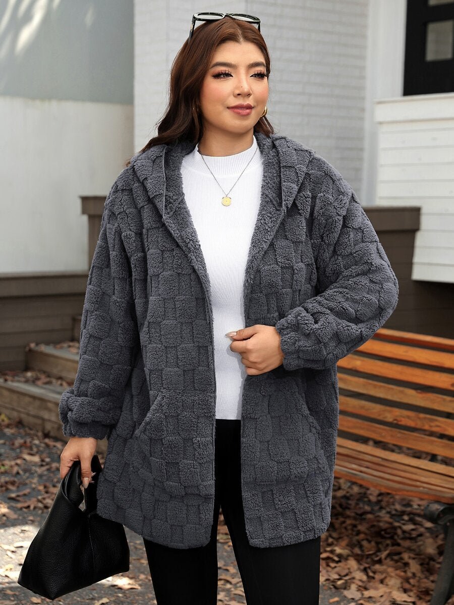 Plus Size Hooded Zip-Up Teddy Jacket – image 120
