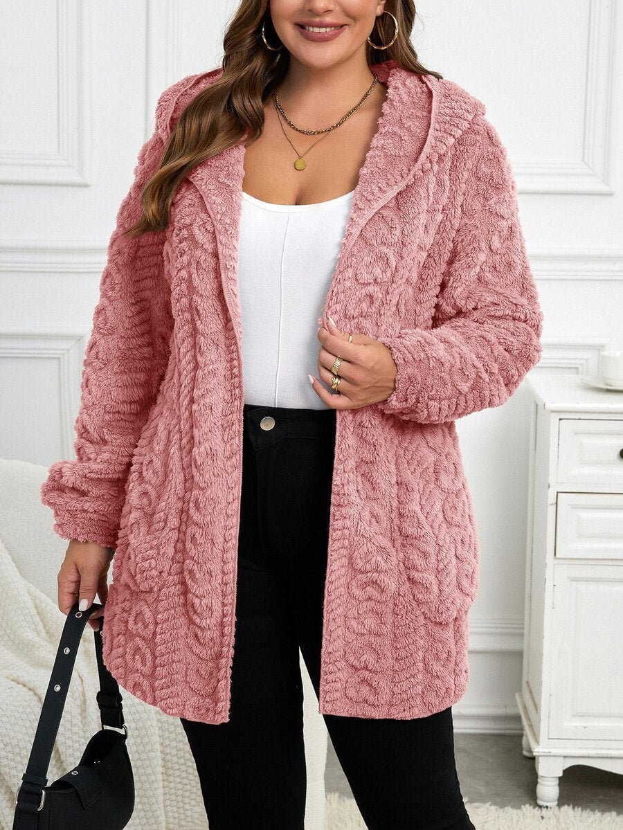 Plus Size Hooded Zip-Up Teddy Jacket – image 130