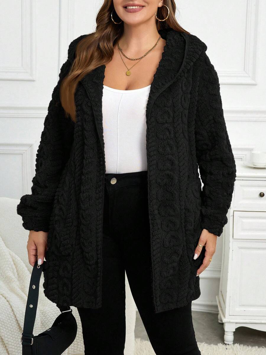 Plus Size Hooded Zip-Up Teddy Jacket – image 57