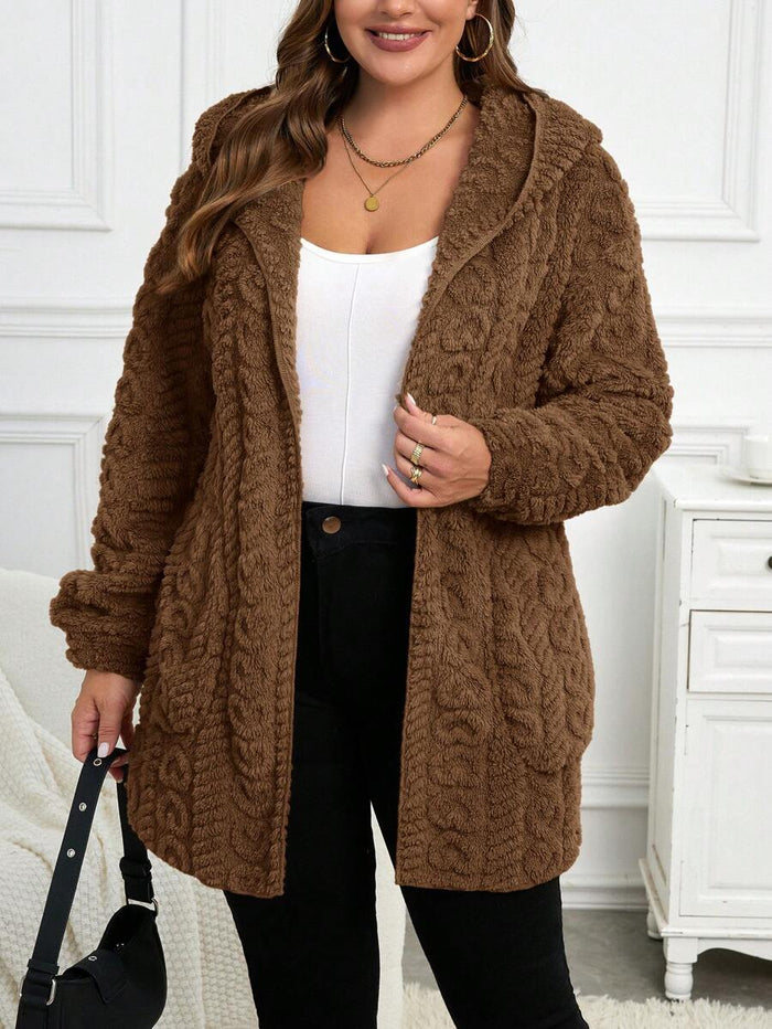 Plus Size Hooded Zip-Up Teddy Jacket – detail 3