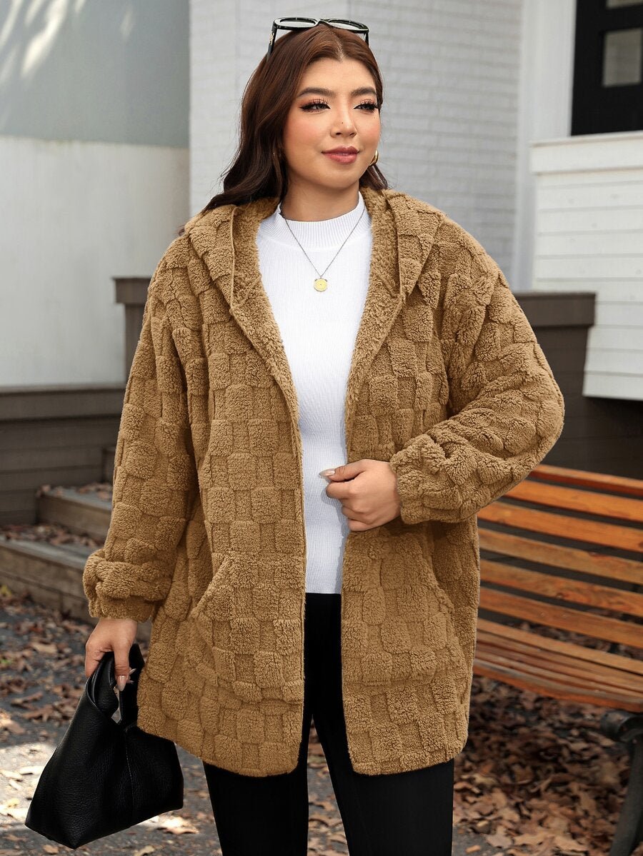 Plus Size Hooded Zip-Up Teddy Jacket – image 84