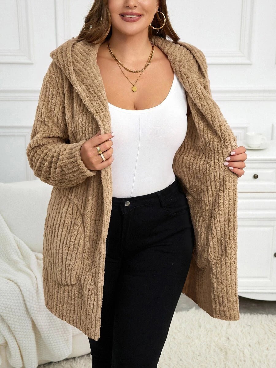 Plus Size Hooded Zip-Up Teddy Jacket – image 75