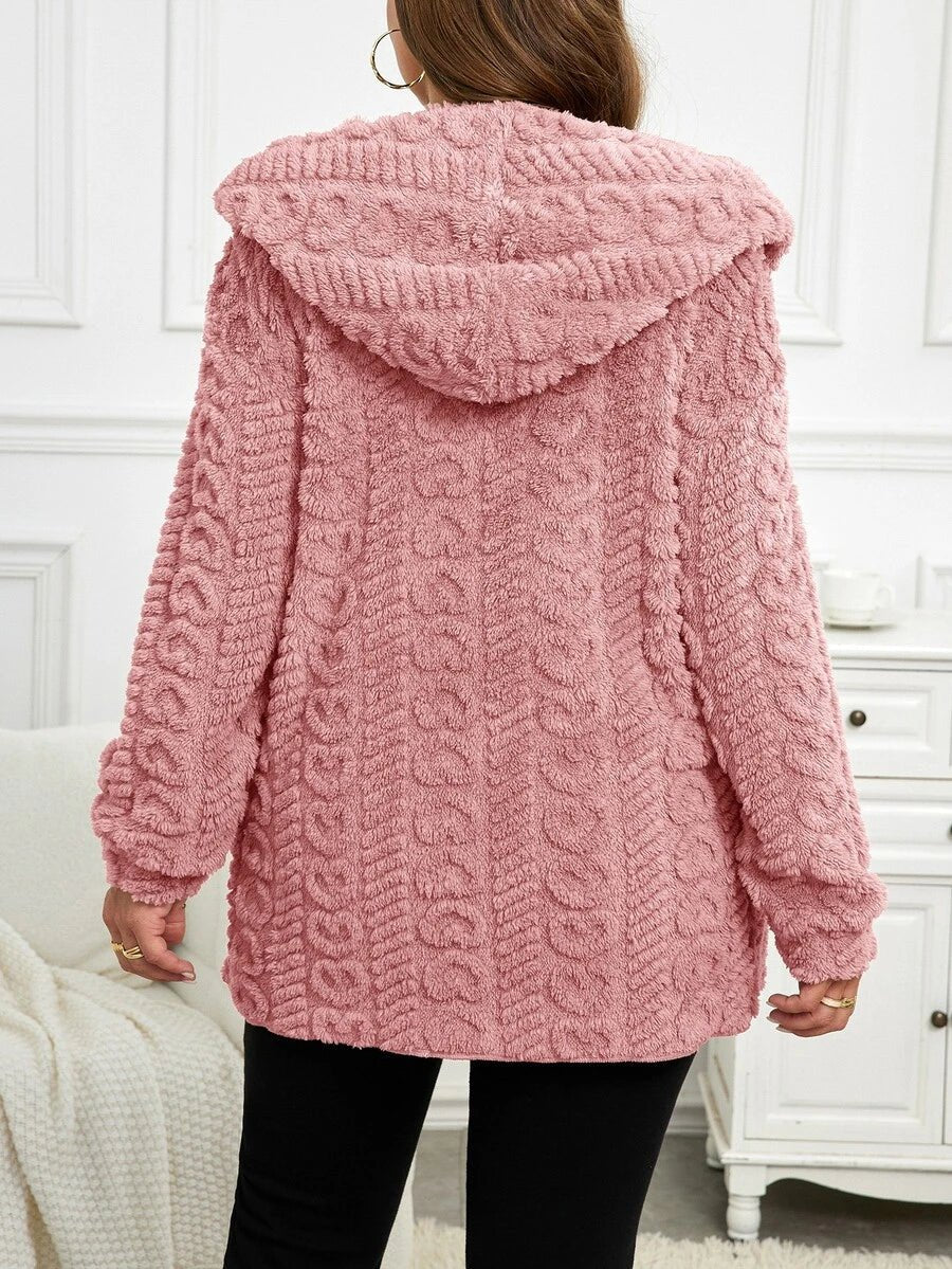 Plus Size Hooded Zip-Up Teddy Jacket – image 126