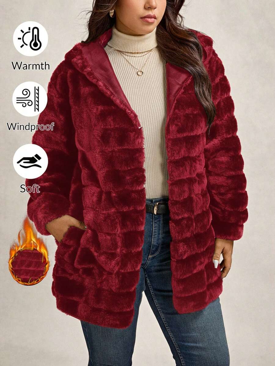 Plus Size Hooded Zip-Up Teddy Jacket – image 114