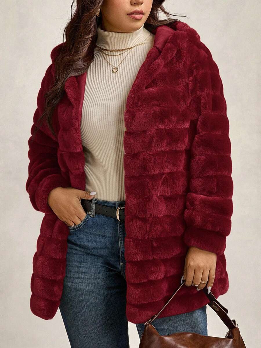 Plus Size Hooded Zip-Up Teddy Jacket – image 111