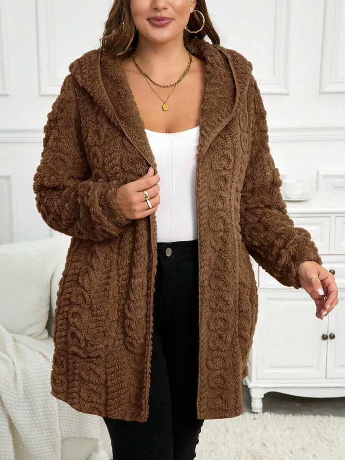 Plus Size Hooded Zip-Up Teddy Jacket – detail 2
