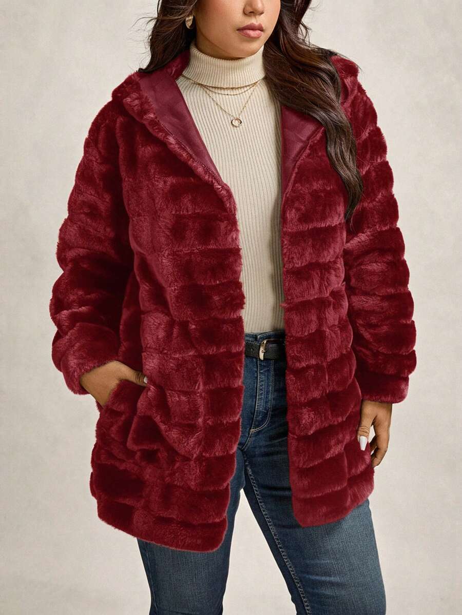 Plus Size Hooded Zip-Up Teddy Jacket – image 109